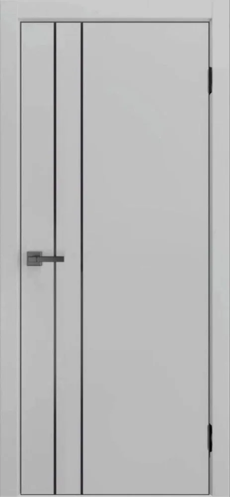 Межкомнатная дверь "Борно-58", пг, Silver Gray, AL-кромка, черная + магнитный замок