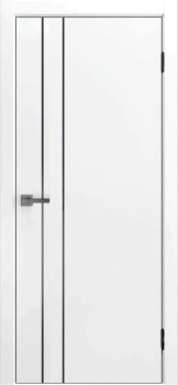 Межкомнатная дверь "Борно-58", пг, White Pearl, AL-кромка, черная + магнитный замок