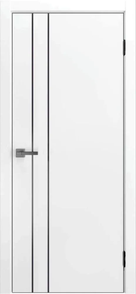 Межкомнатная дверь "Борно-58", пг, White Pearl, AL-кромка, черная + магнитный замок