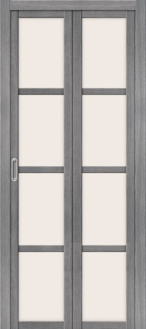 Фото -   Складная дверь "Твигги V4", по, Grey veralinga   | фото в интерьере