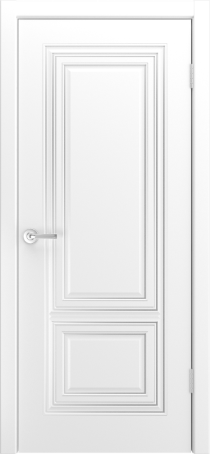 Фото -   Межкомнатная дверь "ФАВИ В0", пг, белая с патиной серебро   | фото в интерьере