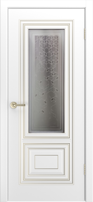 Фото -   Межкомнатная дверь "ФАВИ В1", по, белая с патиной белое золото   | фото в интерьере