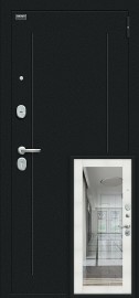 Фото -   Стальная дверь "Флэш" Букле черное/Bianco Veralinga/Reflex   | фото в интерьере