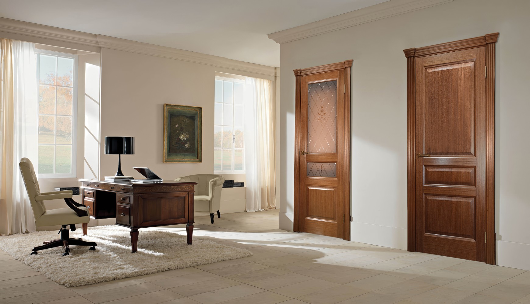 Межкомнатная дверь "Готика", по, белый ясень