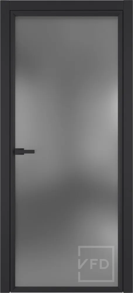 Алюминевая дверь Grafia R00 Black Sand стекло Dark Cloud