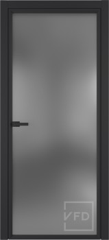 Алюминевая дверь Grafia R00 Black Sand стекло Dark Cloud