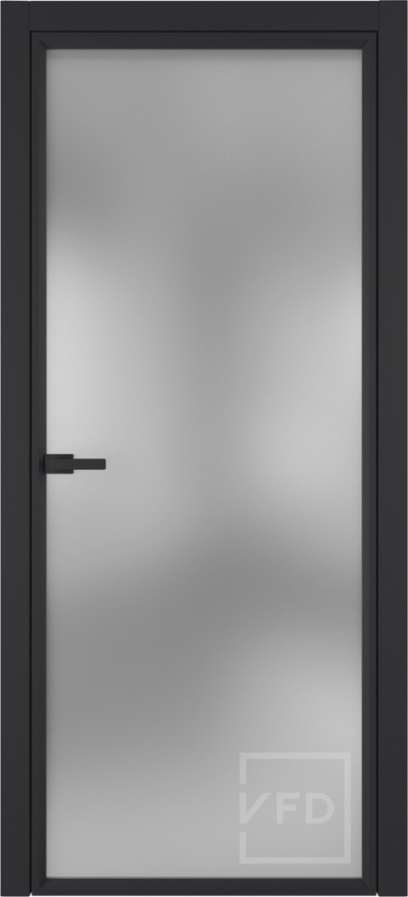 Алюминевая дверь Grafia R00 Black Sand стекло White Cloud