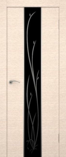 Фото -   Межкомнатная дверь Сити Гранд беленый дуб, стекло черное   | фото в интерьере