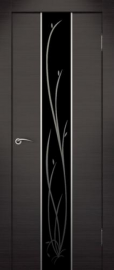 Фото -   Межкомнатная дверь Сити Гранд венге, стекло черное   | фото в интерьере
