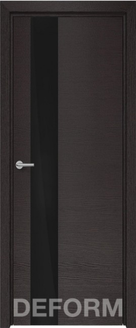 Фото -   Межкомнатная дверь Deform H3 дуб французский темный, стекло черное   | фото в интерьере