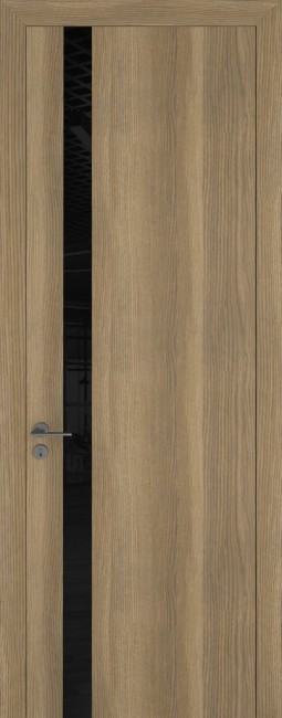 Фото -   Межкомнатная дверь "К 2", дуб серый, по Lacobel Black   | фото в интерьере