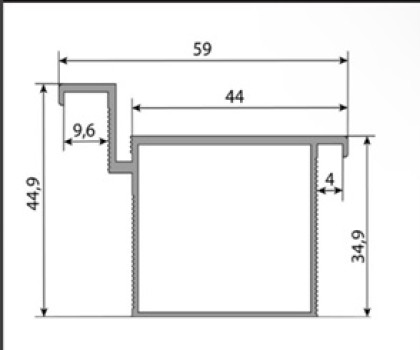 Короб ЦА (цельно алюминиевый с брусом), для двери 2300, 2400, хром