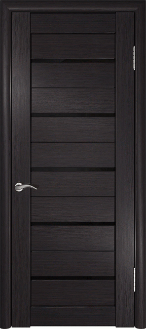 Фото -   Межкомнатная дверь "ЛУ-22", лакобель черный, венге.   | фото в интерьере