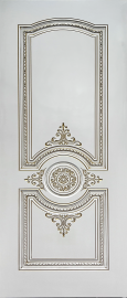 Фото -   Межкомнатная дверь "МАРОККО", пг, белая с патиной золото   | фото в интерьере