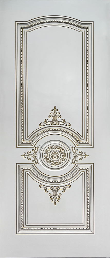 1Межкомнатная дверь "МАРОККО", пг, белая с патиной золото