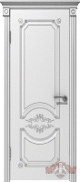 Фото -   Межкомнатная дверь "Милана", пг, белая, патина серебро   | фото в интерьере