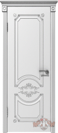 Фото -   Межкомнатная дверь "Милана", пг, белая, патина серебро   | фото в интерьере