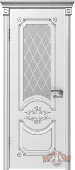 Межкомнатная дверь "Милана", по, белая, патина серебро
