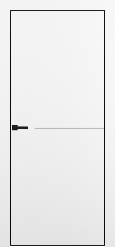 Межкомнатная дверь "DZ-50.1 4AB", AL-кромка черная, пг, Shellac White