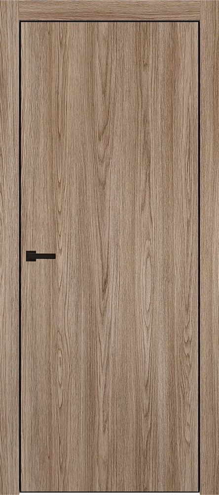 Межкомнатная дверь "DZ-50 4AB", AL-кромка черная, пг, Brownie Oak