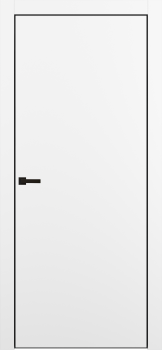 Межкомнатная дверь "DZ-50 4AB", AL-кромка черная, пг, Shellac White