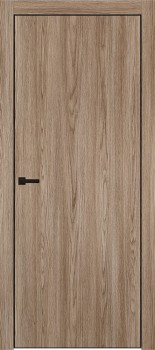 Межкомнатная дверь "DZ-50 4AB", AL-кромка черная, пг, Brownie Oak