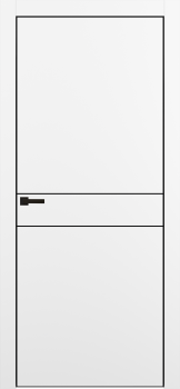 Межкомнатная дверь "DZ-52 4AB", AL-кромка черная, пг, Shellac White