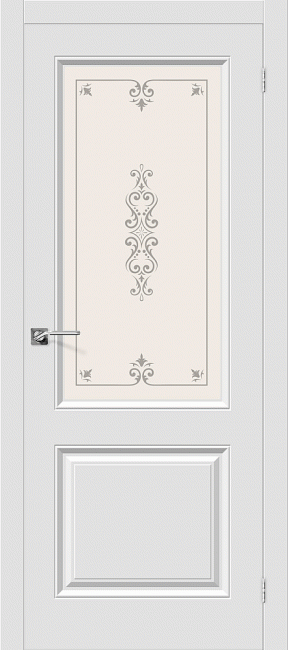 Фото -   Межкомнатная дверь ПВХ "Скинни-13", по, белый   | фото в интерьере