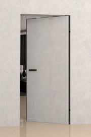 Фото -   Межкомнатная дверь Filomuro Elen ALU Black Revers, пг, под покраску,  открывание "от себя"   | фото в интерьере