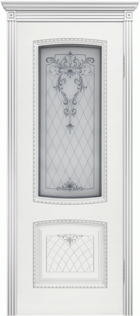 Фото -   Межкомнатная дверь "Симфония-2", по, белый с патиной серебро   | фото в интерьере