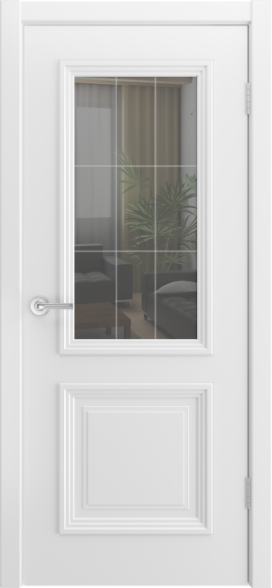 Фото -   Межкомнатная дверь "СКАЛИНО 2", по, белый   | фото в интерьере