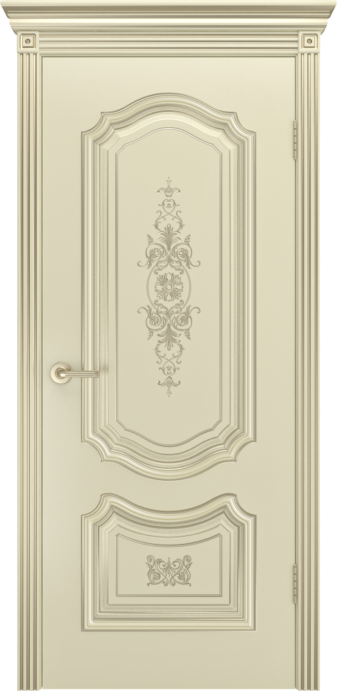 Межкомнатная дверь "Соло R-0 В3", пг, шампань с патиной белое золото