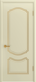 Фото -   Межкомнатная дверь "Соло", пг, слоновая кость с патиной золото   | фото в интерьере