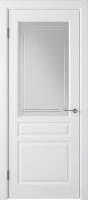 Фото -   Межкомнатная дверь "Стокгольм", по, белый, сат. с гравировкой   | фото в интерьере