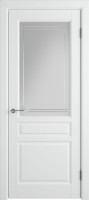 Фото -   Межкомнатная дверь "Стокгольм", по, белый, сат. с гравировкой   | фото в интерьере