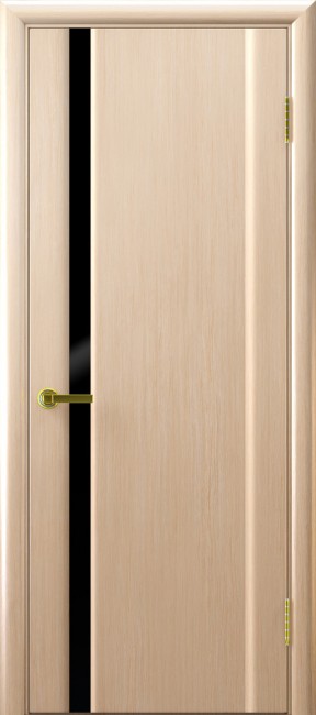 Фото -   Межкомнатная дверь "Синай 1", по, беленый дуб (стекло черное)   | фото в интерьере