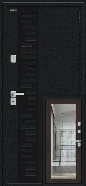 Фото -   Дверь с терморазрывом "Thermo Флэш Декор" Букле черное/Wenge Veralinga   | фото в интерьере