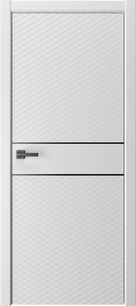 Межкомнатная дверь "VERSAL", пг, эмаль белая, молдинг черный