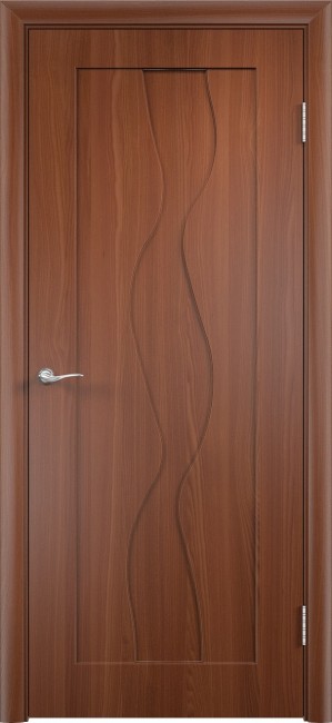 Фото -   Межкомнатная дверь ПВХ "Вираж", пг, итальянский орех   | фото в интерьере